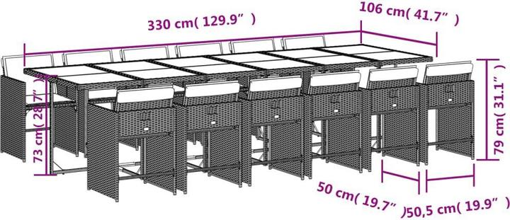 Produktbild vidaXL Garten Essgruppe (330 x 106 x 73 cm)