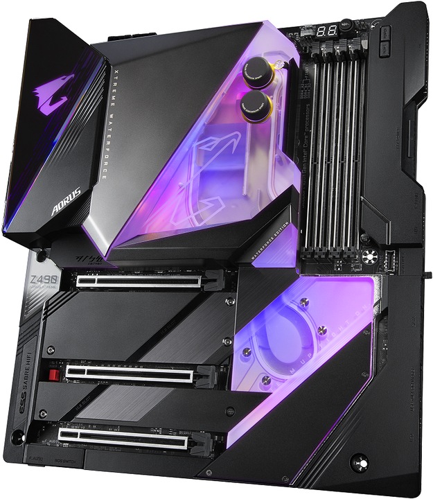 Actual product image Gigabyte Z490 Aorus Xtreme Waterforce (LGA 1200, Intel Z490, E-ATX)