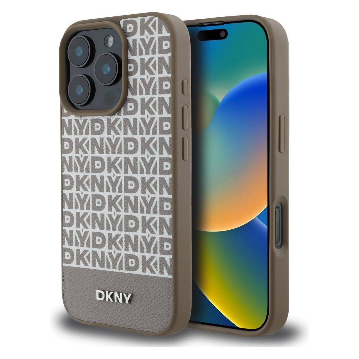 Dkny Repeat Pattern Bottom Stripe Case (Apple IPhone 16 Pro), Smartphone Hülle, Braun