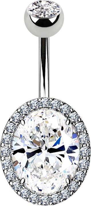 Image du produit Star Piercing Banane argent Plaque pavée ovale (Laiton, Acier chirurgical 316L)