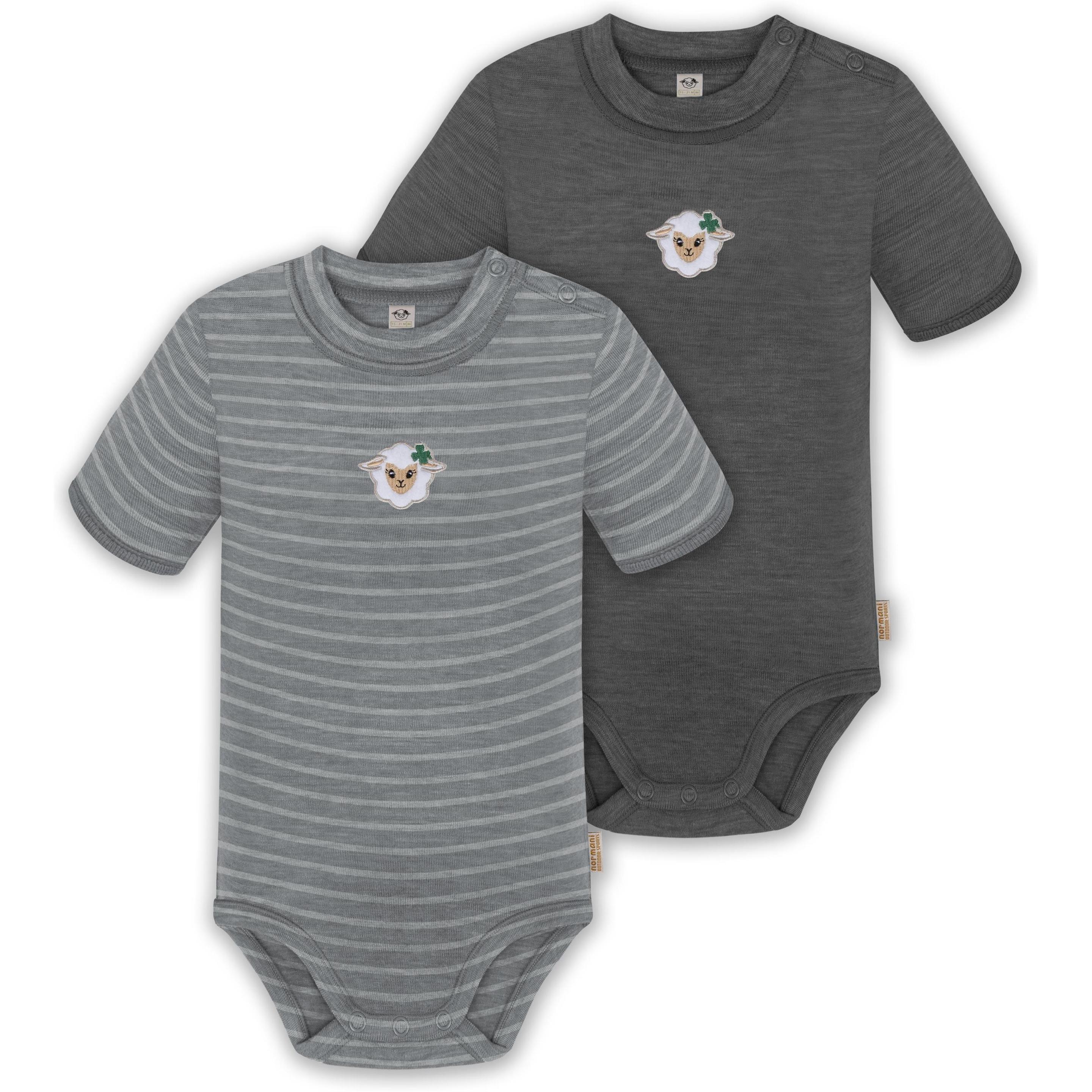 Normani, Herren, Body, 2er Set Baby Merino Kurzarmbody „Tihoi" - 9317, Grau, (92)