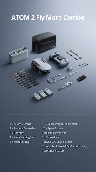 Image du produit Potensic Atom 2 Fly More Combo (32 min, 249 g, 48 Mpx)