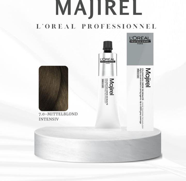 Image du produit L'Oréal Professionnel L'Oréal Majirel 7,0 Mittelblond Intensiv 60 ml (7,0 Blonde moyenne Intensive)