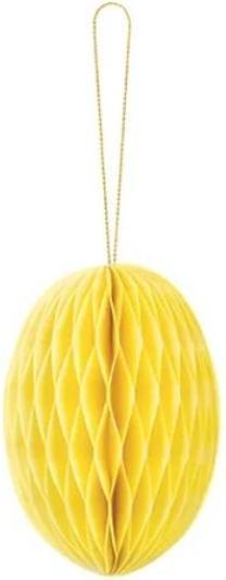 Partydeco Uovo di carta decorato a nido d'ape, giallo, 12 cm (1 pz.) (1 x)