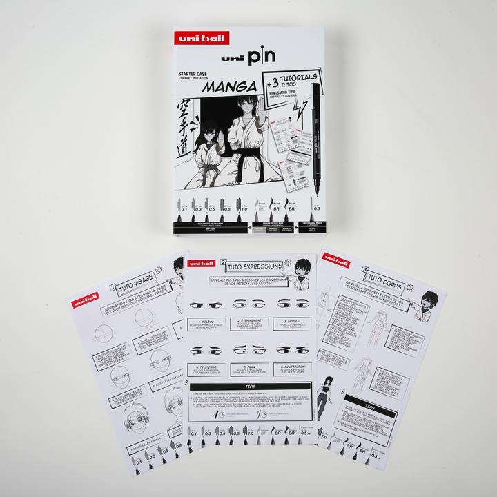 Actual product image Uni-ball Writing instruments uni pin, MANGA Edition, case of 9 includes: 5 fineliners uni pin, 3 brush tips (9 x)