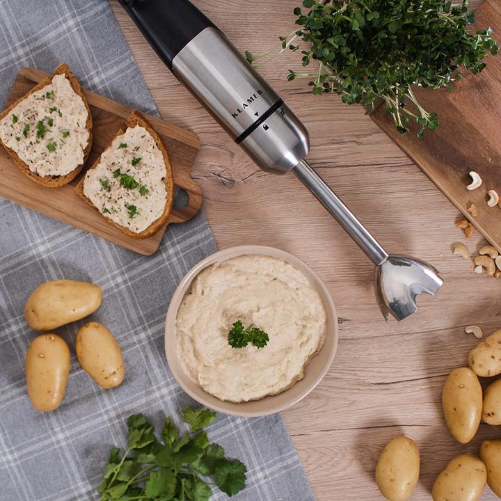 Produktbild KLAMER Stabmixer Set 1000 Watt, 4 in 1 Pürierstab Edelstahl mit SmartSpeed per Fingerdruck, ink…