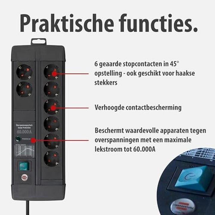 Produktbild Brennenstuhl 1256000698 Steckdosenleiste Schwarz Schutzkontakt 1 St. (8x, CEE 7/3, 3 m)