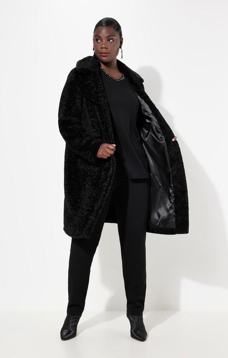 Image du produit Ulla Popken Manteau style astrakan en fourrure d'imitation, col à revers (42, 44)