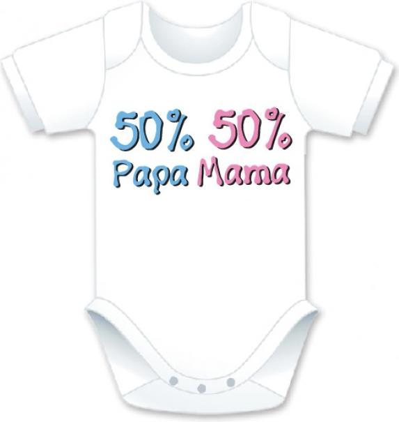 Produktbild CreaDiva Babybody Kurzarm - 50% Papa, 50% Mama (68)