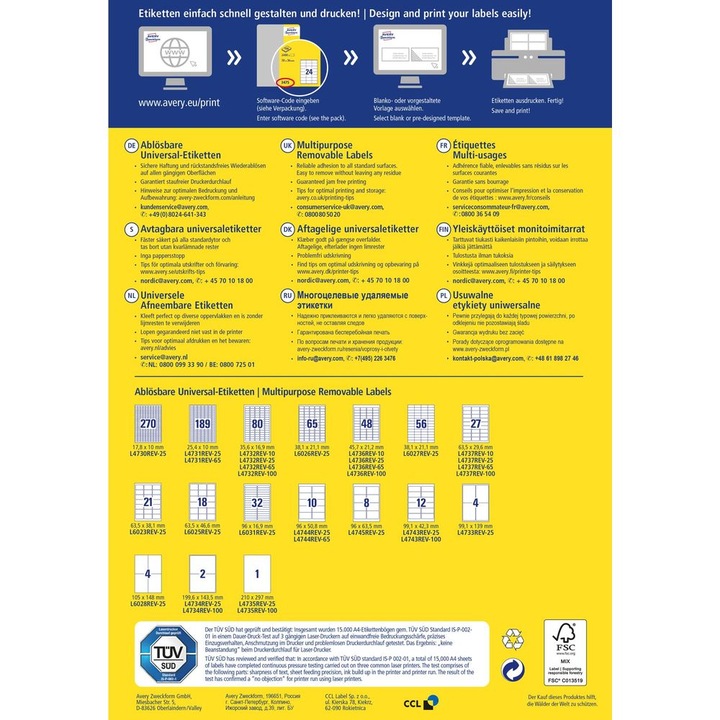 Productafbeelding Avery Universele etiketten