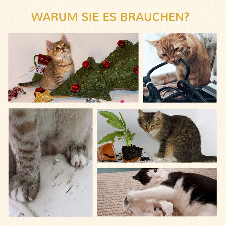 Produktbild PawHut Katzenbaum Spanplatte (242 cm, Grün+Gelb)