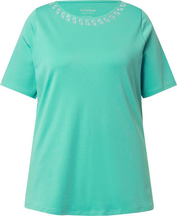 Immagine prodotto Ulla Popken T-shirt dal taglio svasato con applicazioni, scollo a girocollo e mezze maniche (46, 48)