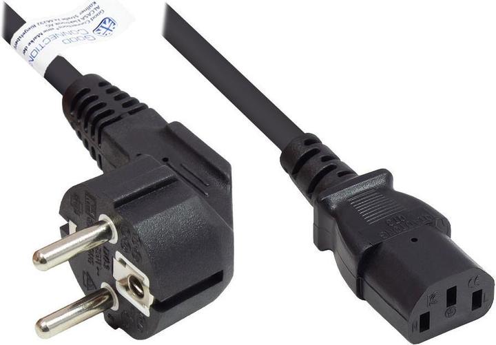 Produktbild Good Connections Netzkabel Schutzkontakt-Stecker Typ E+F (CEE 7/7, gewinkelt) an C13 (gerade), schwarz, 1,00 mm², 2,5 (2.50 m, CEE 7/7, C13)