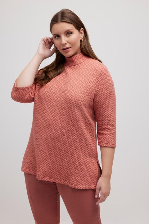 Produktbild Ulla Popken Sweatshirt, Jacquard, Stehkragen, 3/4-Arm (46, 48)