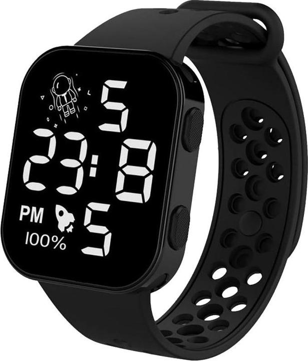 Cbx P1 Fashion LED-Digitaluhr mit Silikonarmband 12-Stunden-Anzeige Schwarz (128.70 mm)