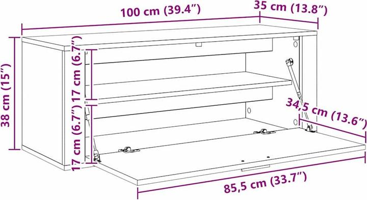 Produktbild vidaXL Schuhlagerung (35 x 100 x 38 cm)