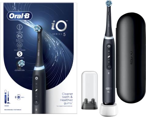 Produktbild Oral-B iO Series 5 Elektrische Zahnbürste mit Reiseetui - Schwarz (Oszillierende Zahnbürste)