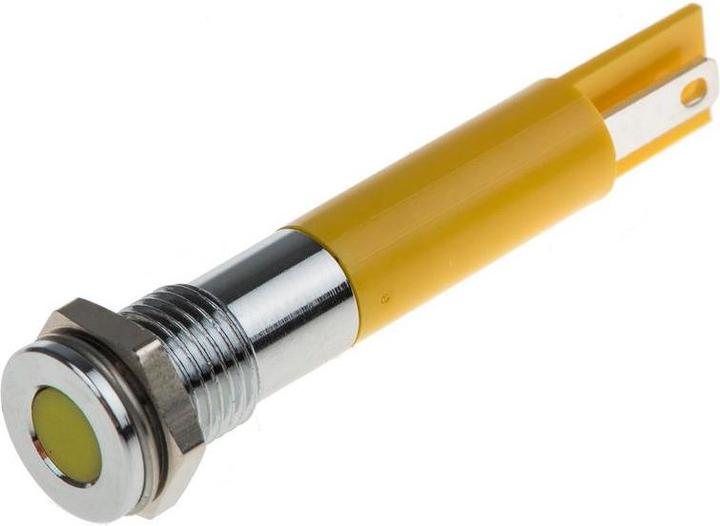 Produktbild RS PRO 8mm flush satin chrome LED,yellow 220Vac
