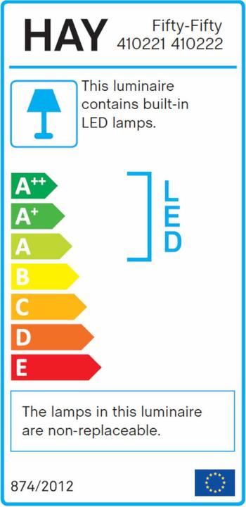 Label énergétique HAY Fifty-Fifty Table Lamp Led Tischleuchte (360 lm)