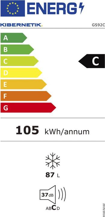 Label énergétique Kibernetik FSP Gefrierschrank 92 Liter schwarz EER C (Autonome, 87 l)