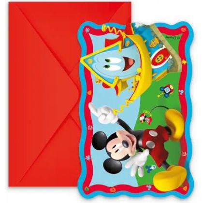 Qualatex, Grusskarte + Briefpapier, Invitations Mickey Mouse Anniversaire (6 Stk.)