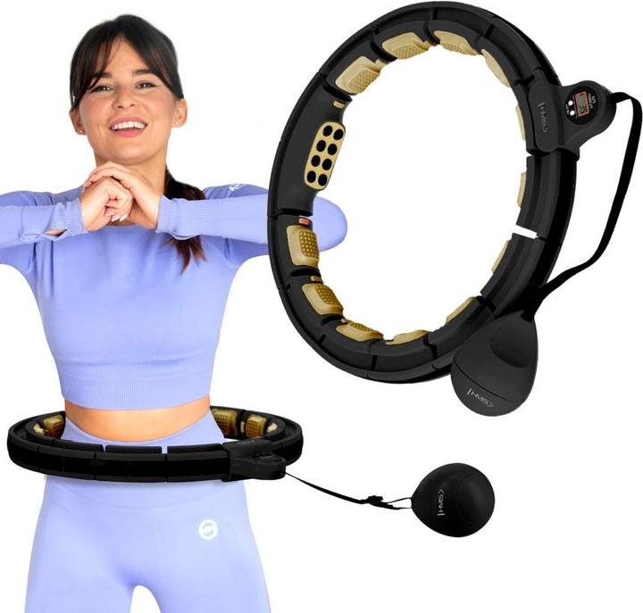 Actual product image HMS Hhm13 Neu Hula Hoop Schwarz/Gold Mit Magneten Und Gewicht + Zähler