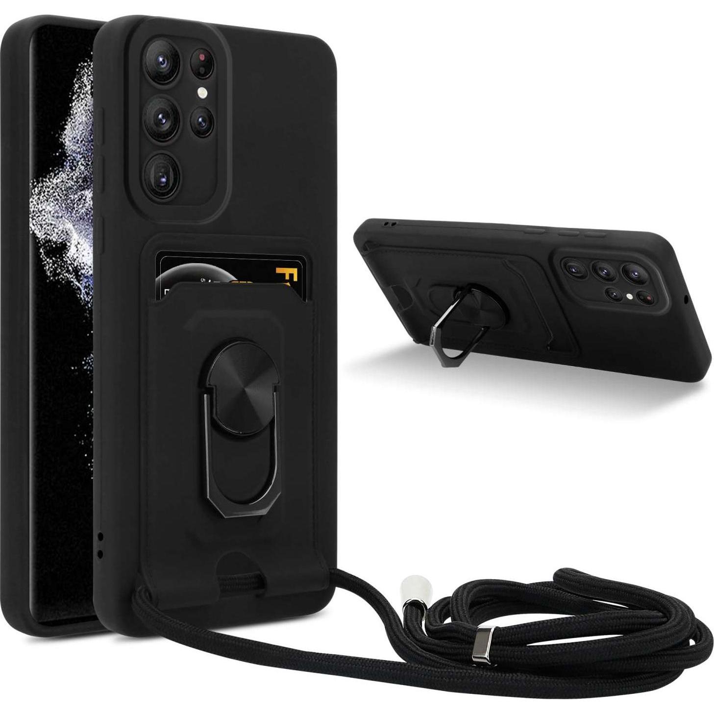 Cadorabo Handykette für Samsung Galaxy S22 ULTRA mit Standfunktion, Handykette, Schwarz