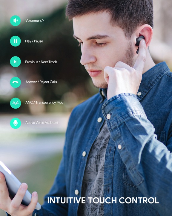 Actual product image Aukey Earbuds with Hybrid ANC (ANC, 5 h, Wireless)