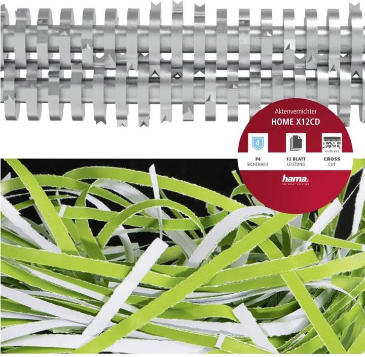 Immagine prodotto Hama Trituratore Home X12CD Taglio a striscia 4 x 40 mm 21 l Numero di fogli (max.): 13 Livello di (Taglio striscia)