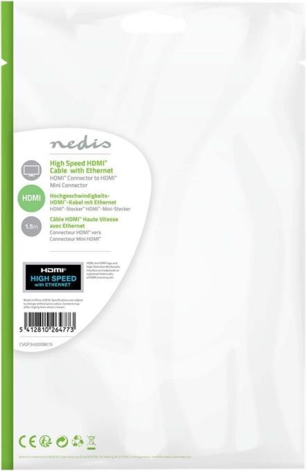 Produktbild Nedis HDMI mit Ethernetkabel (1.50 m, HDMI)