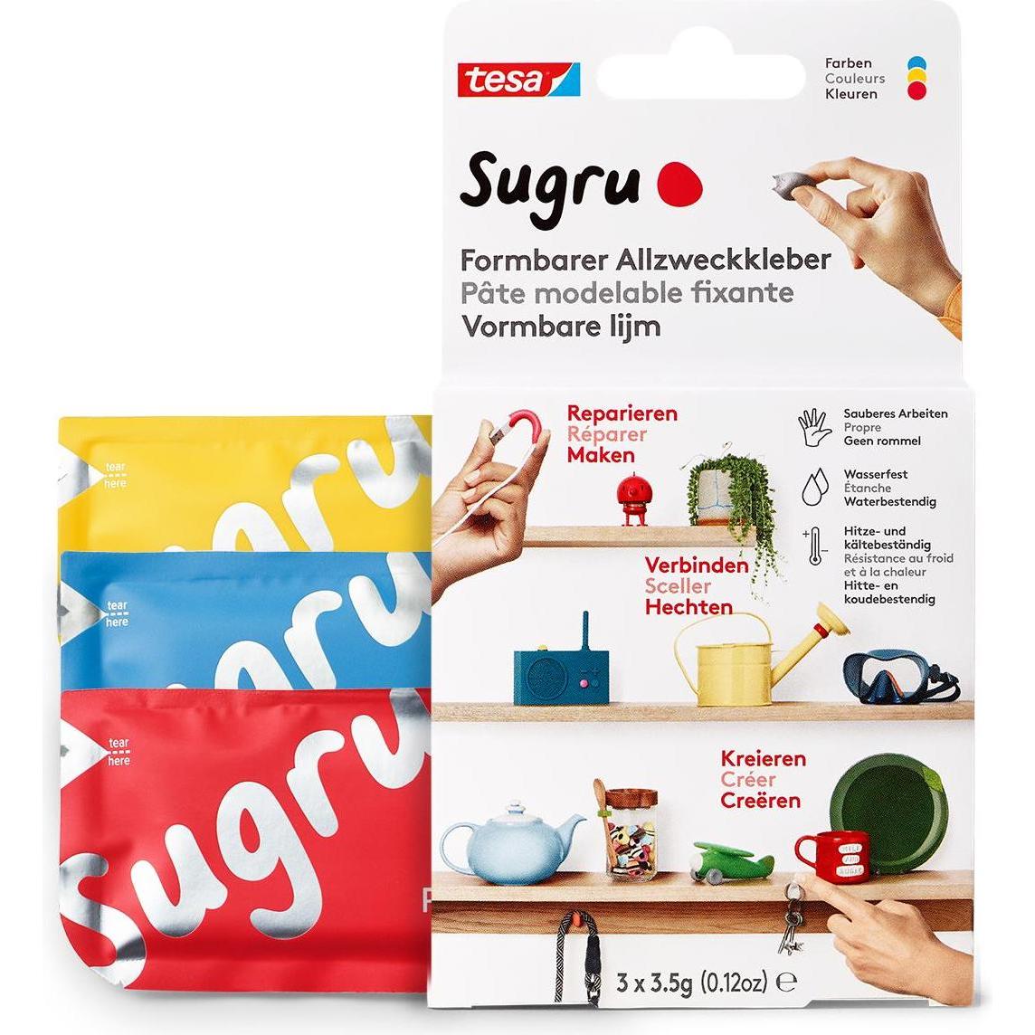 10x Sugru by tesa, Klebstoff, Sugru 3x Formbarer Allzweckkleber, vielseitige Klebeknete zum Dekorieren, Kleben & Reparie...