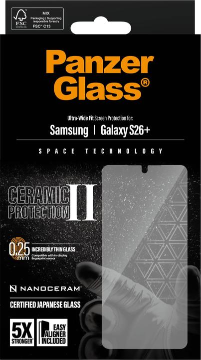 Produktbild PanzerGlass Ceramic Ultra-Wide Fit (1 Stk., Samsung Galaxy S26+)