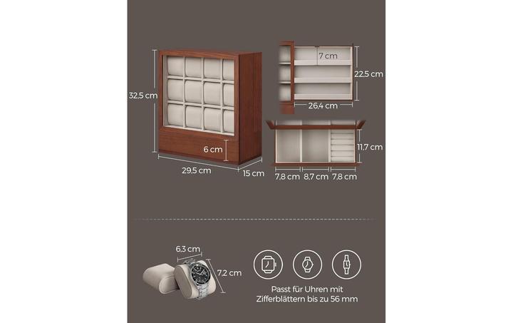 Immagine prodotto Songmics Uhrenbox, 12 Fächer