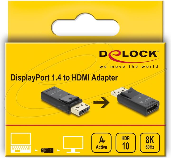 Actual product image Delock Aktiver DisplayPort 1.4 zu HDMI Adapter 8K mit HDR Fu (HDMI, 5 cm)