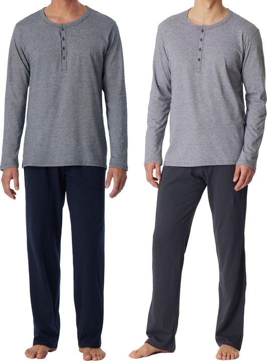Produktbild Schiesser langer Herren Pyjama / Schlafanzug mit Knopfleiste (XL)