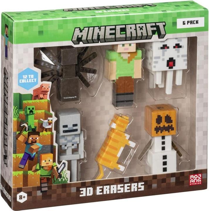 Actual product image HP Minecraft 3d Erasers - 6 Pack Deluxe Box Ver.B