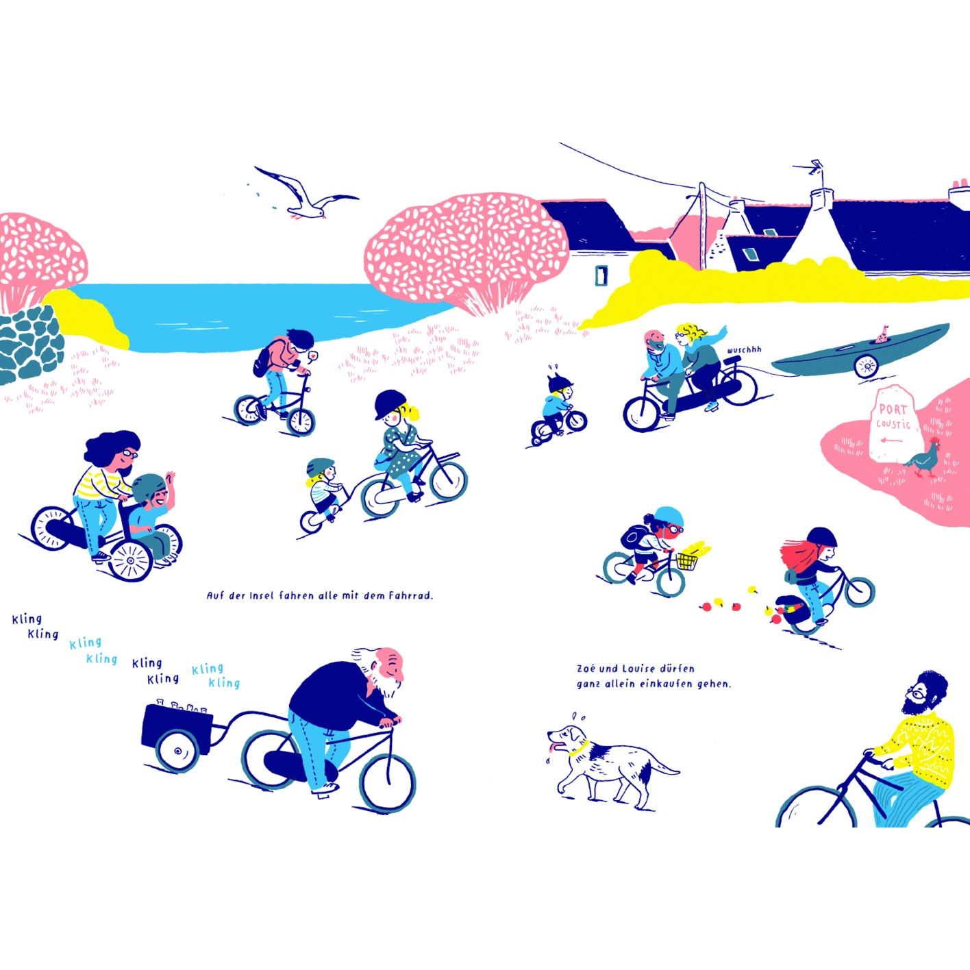 Sommer auf der Fahrradinsel, Kinderbücher von Nele Deutschmann, Ariane Pinel