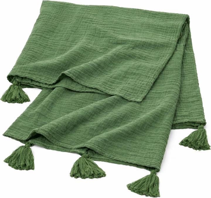 Actual product image Beberotti Orgaic Muslin Tasseled Throw Blanket (145 x 100 cm)