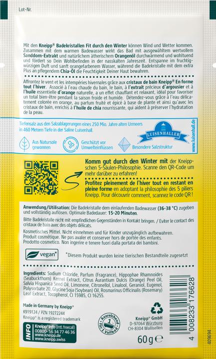 Nutritional values and ingredients Kneipp Cristaux de bain En forme tout l'hiver (Bath salts)