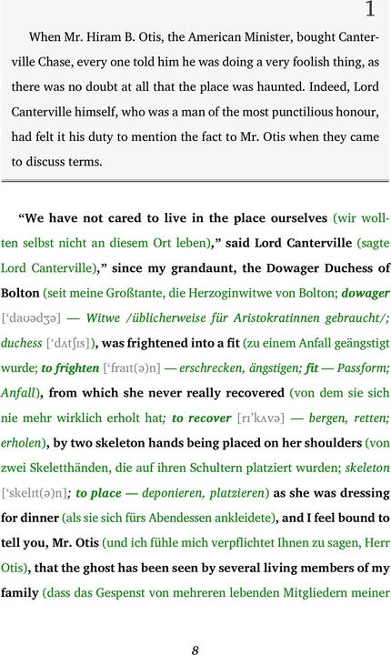 Actual product image The Canterville Ghost / Das Gespenst von Canterville (Buch + Audio-Online) - Kommentierte zweis (English, German, Oscar Wilde, 2024)