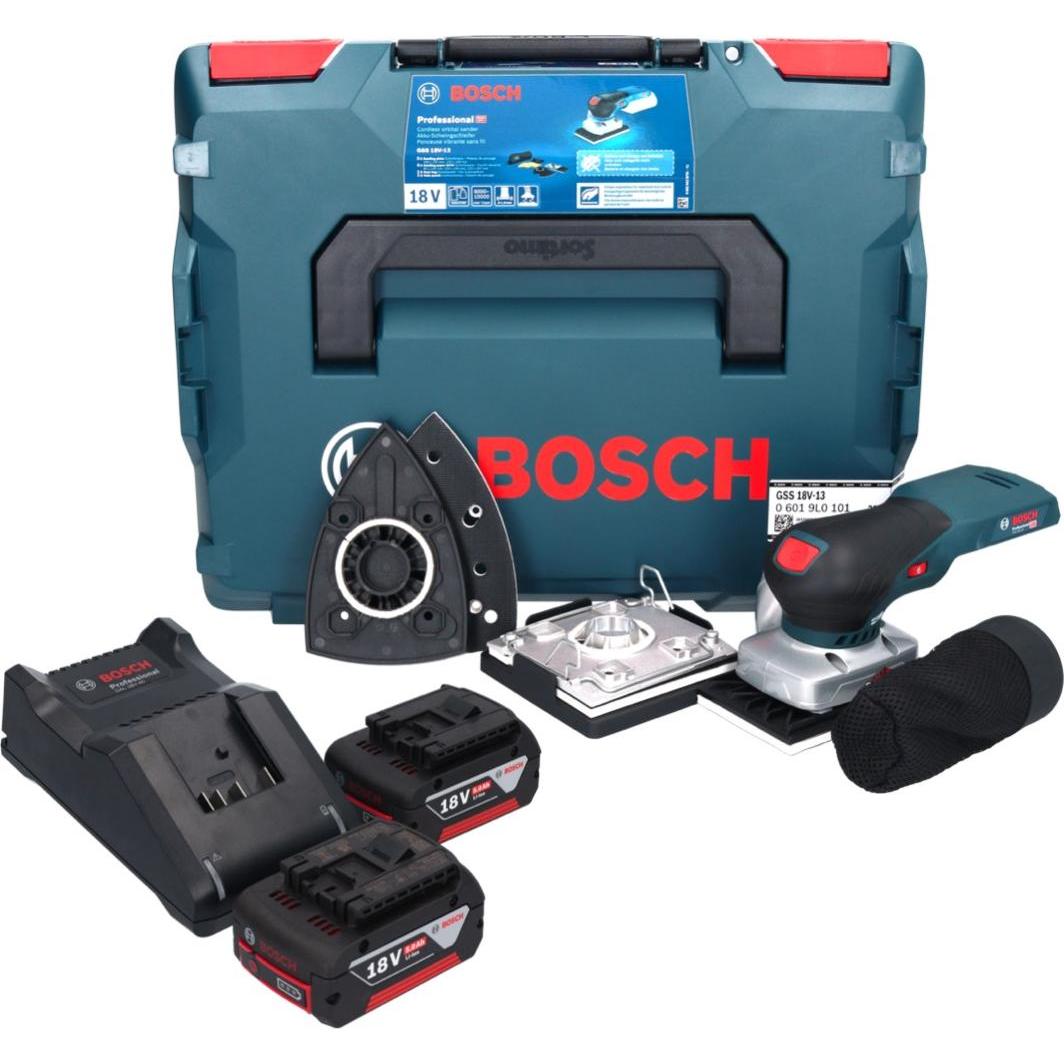Thumbnail - Bosch Professional, Schleifmaschine + Poliermaschine, Bosch GSS 18V-13 Akku Schwingschleifer 18 V + 2x Akku 5,0 Ah + Lad...