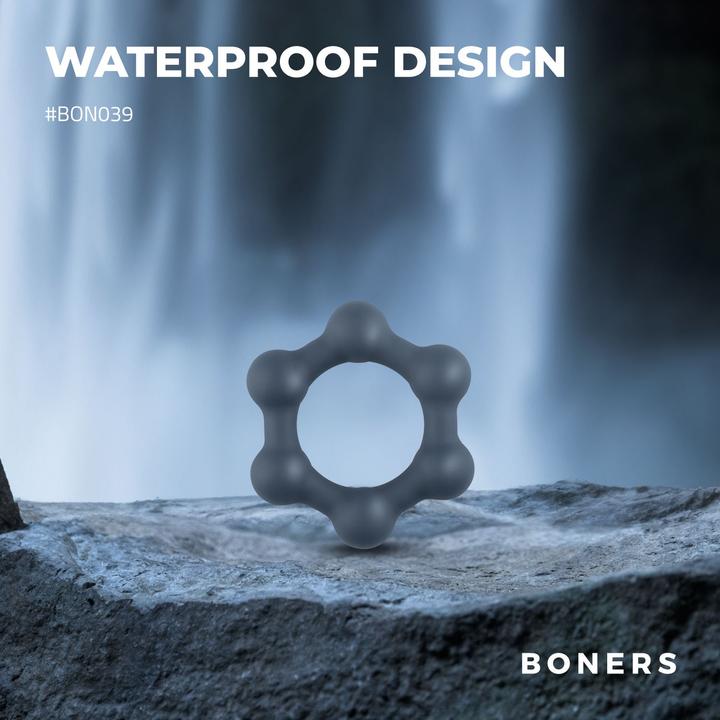 Actual product image Boners Hexagon penis ring with steel balls (3.80 cm)