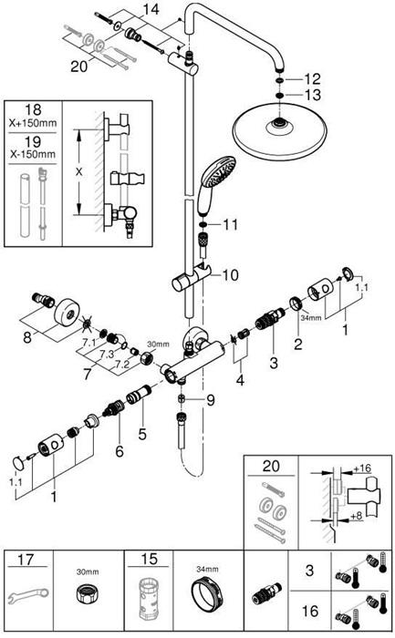 Actual product image Grohe Tempesta system 250 douchesysteem chroom (26670001)