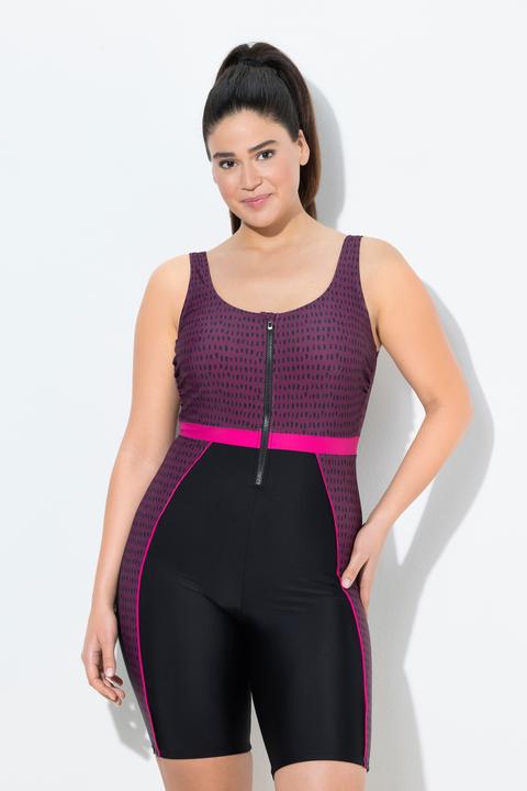 Image du produit Ulla Popken Combinaison de bain, short long. Fermeture zippée. Sans bonnets souples (48)
