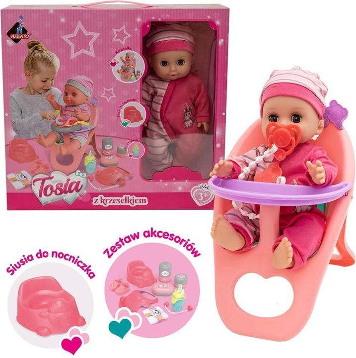 Askato Eine Puppe mit einem Futterstuhl