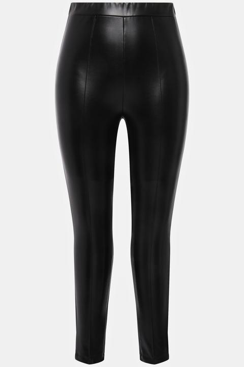 Ulla Popken Leggings, Lederoptik, Slim, Elastikbund, Ziernähte (54, 56)