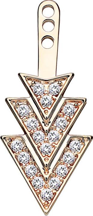 Image du produit Star Piercing Boucles d'oreilles Ear Jacket or rose avec trois triangles de cristal (Laiton)