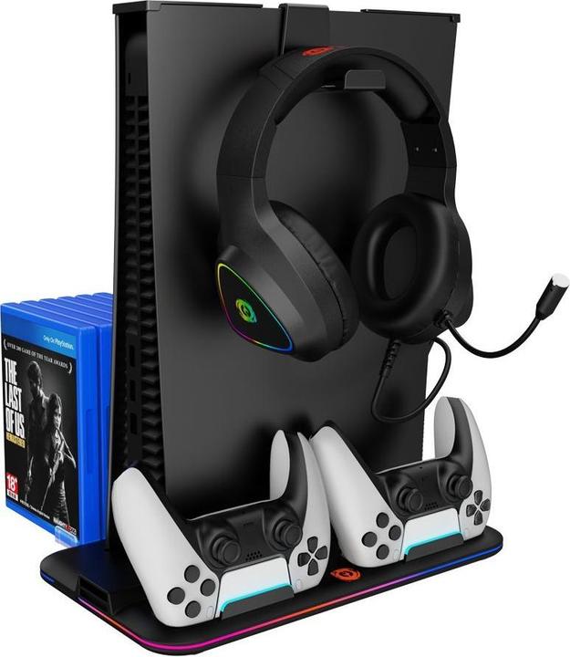 Produktbild Canyon CS-5, PS5 Charger stand, with RGB light,, with + cable, 475±, Juodas (PS5)