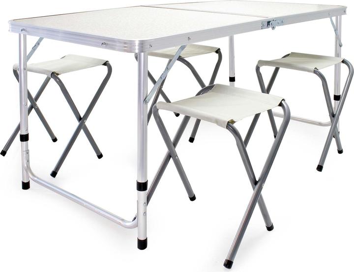 Wiltec Campingtisch mit 4 Stühlen 5tlg. Campingmöbel Set Aluminium klappbar