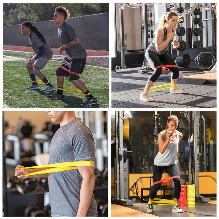 Image du produit PhoneLook Set Pack Bandes de résistance Fitness pour entraînement à la maison bandes élastiques d entraînement (Extra Léger, Léger, Moyen, Fort, Extra fort)